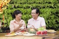 Vietnamese family celebrate lunar new year Royalty Free Stock Photo